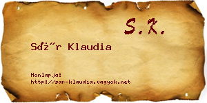 Sár Klaudia névjegykártya